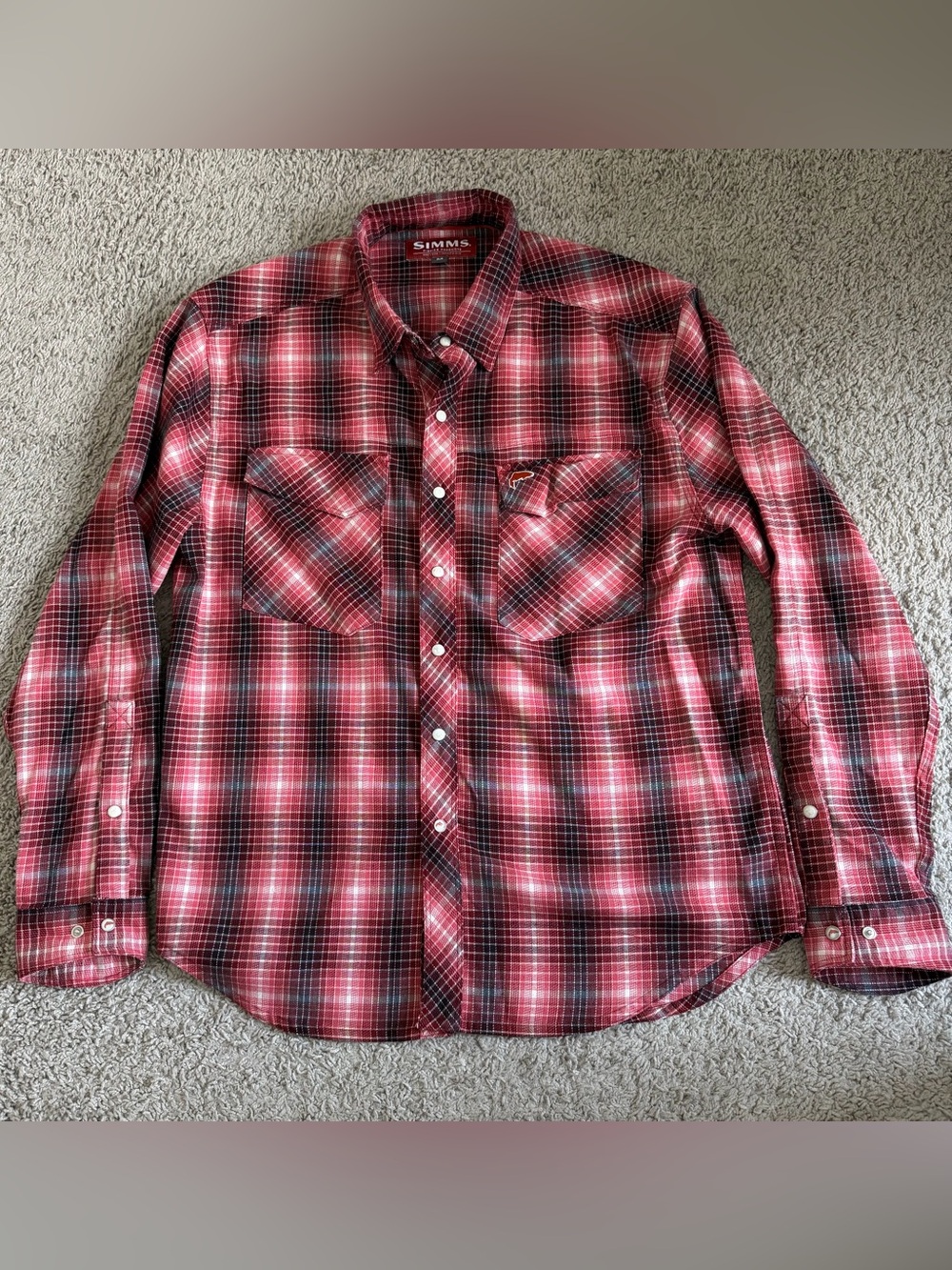 SIMMS Plaided Pearl Button Down Long Sleeve Flannel